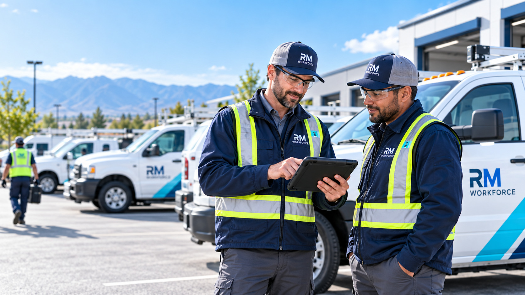 Digital verwalteter RM Workforce Fuhrpark mit Tablet